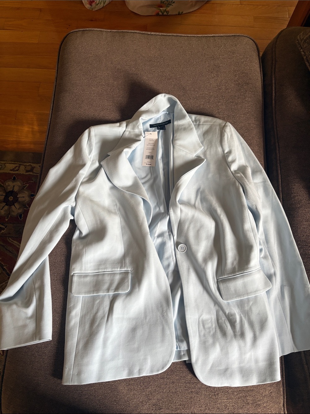 French Connection Pale Blue Single-Button Tailored Blazer